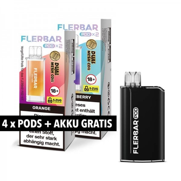 Flerbar Pod Bundle - 4 Pods + Akku gratis