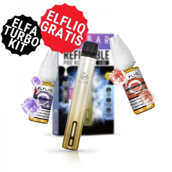 Gratis Elfliq + Elf Bar Elfa Turbo Kit Gold