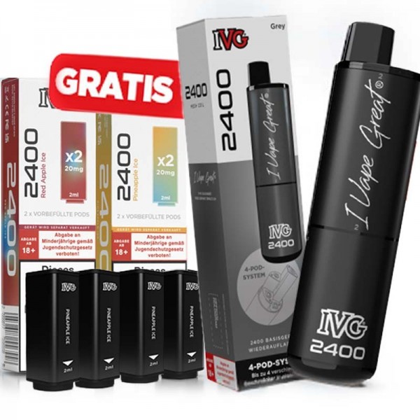 4x IVG 2400 Pods + Akku gratis - Bundle