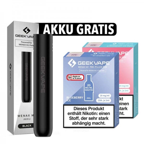 4 x Geekvape Wenax M1 Prefilled Pod + gratis Akku - Bundle