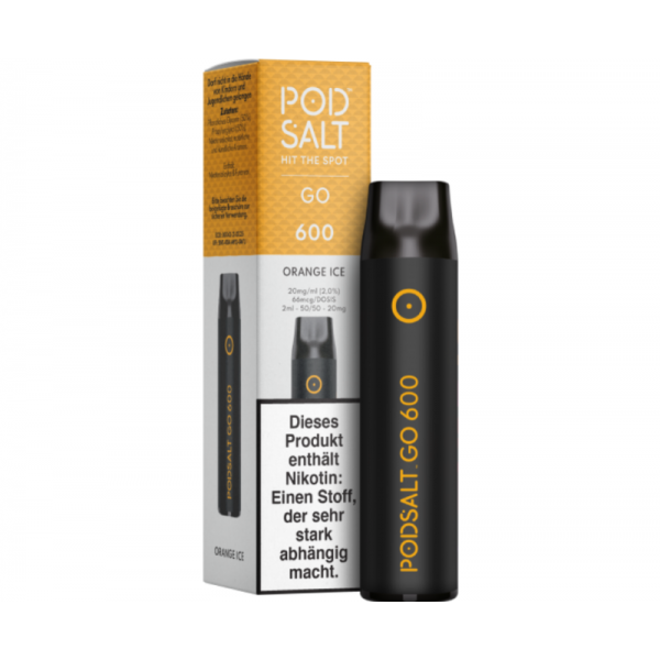 Pod Salt GO 600 Orange Ice 20mg NicSalt E-Zigarette 600 Züge