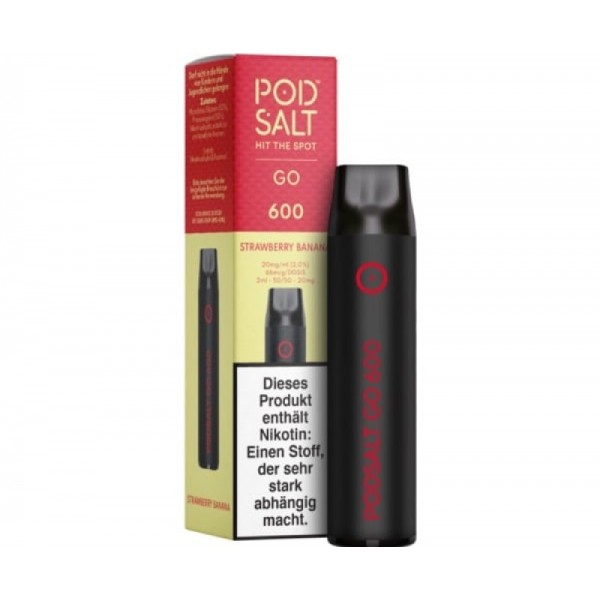 Pod Salt GO 600 Strawberry Banana 20mg NicSalt E-Zigarette 600 Züge