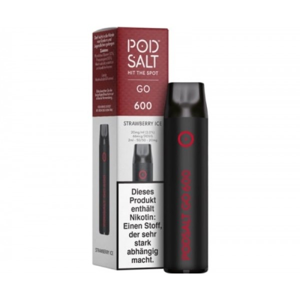 Pod Salt GO 600 Strawberry Ice 20mg NicSalt E-Zigarette 600 Züge